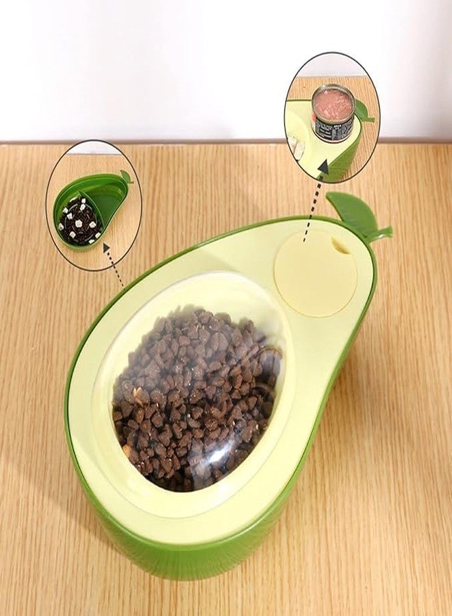Conziv Avocado Shape Cat Bowl - 690ml Food Bowl Avocado Shape Neck Protection Double Bowl Cat Automatic Drinking Fountain Food Dispenser Cat Supplies - Image 1